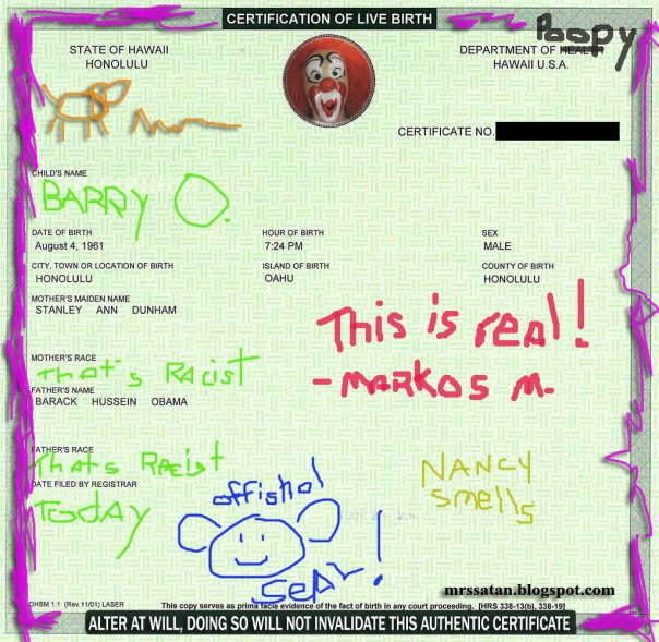 Obama Birth Certificate in TRUE COLOR