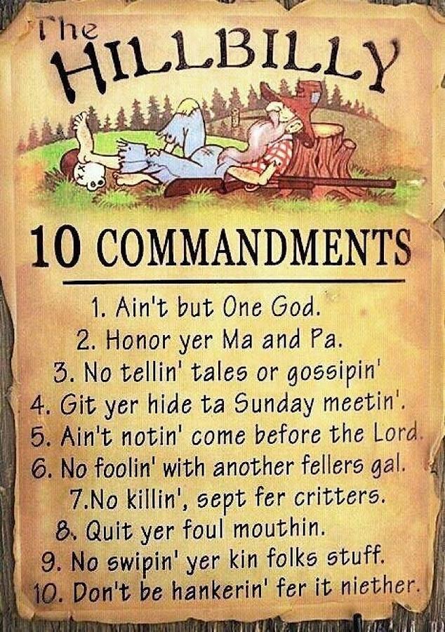 Hillbilly Commandments