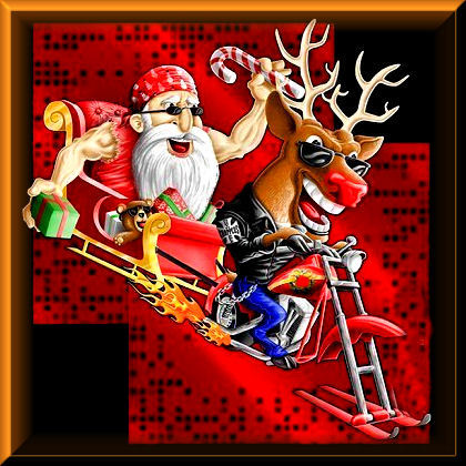 Biker Santa and Biker Rudulph