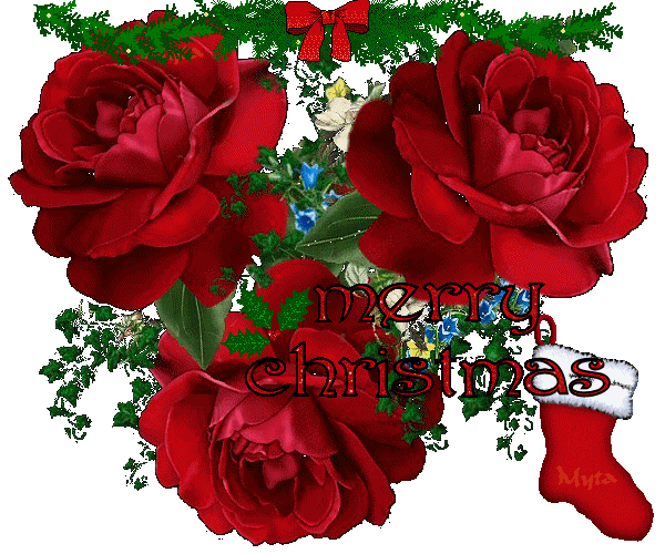 Merry Christmas roses and bows